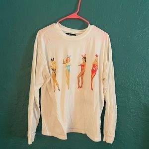 Playboy by PacSun Day Club Bunny Girls Long Sleeve T-Shirt // Size Large